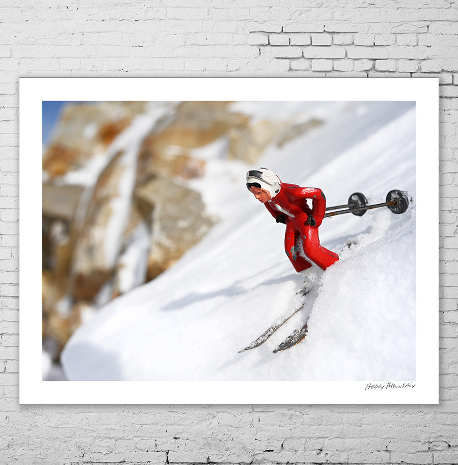 Red Toy Skier photo by Hooey Mountain