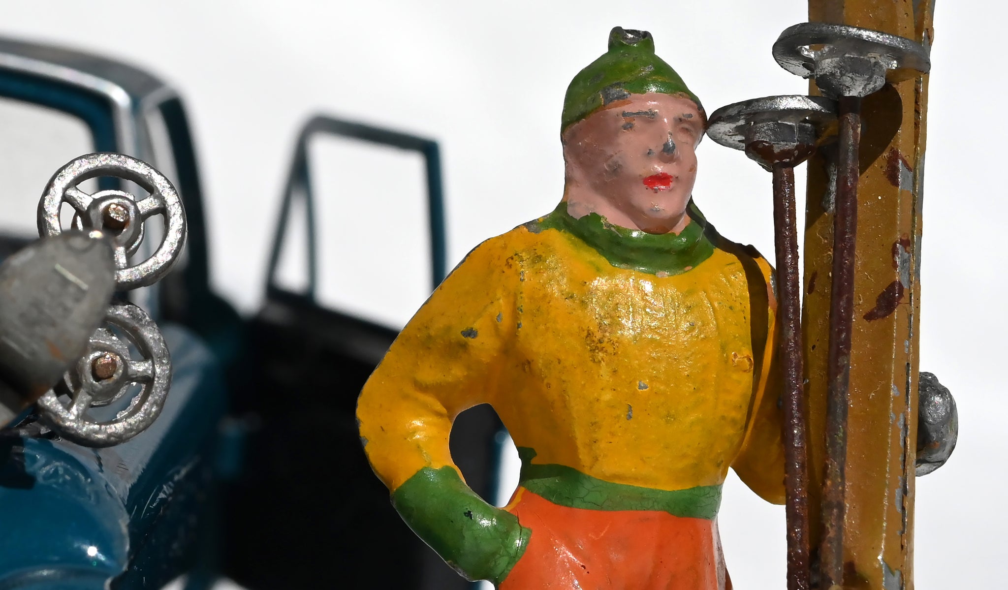 Detail shot of toy skier By Hooey Mountain