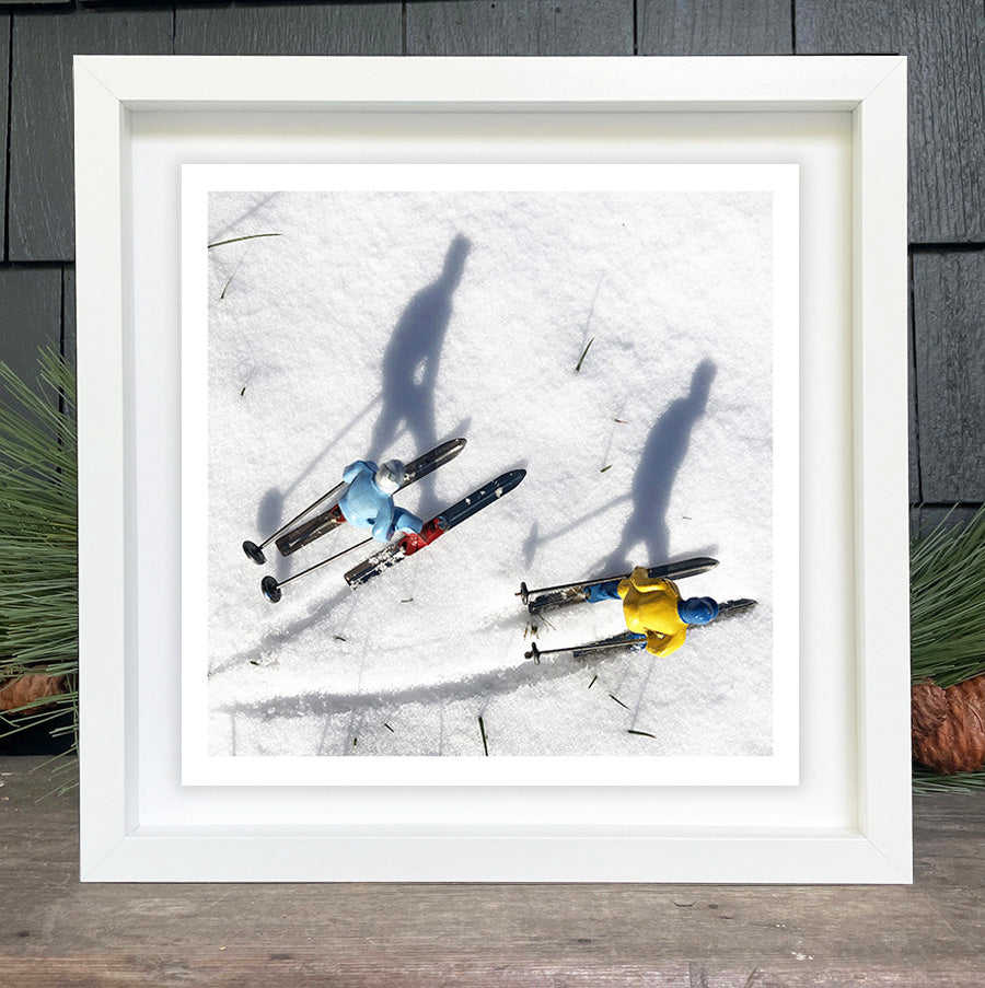 Hooey Mountain toy skiers in 12x12 frame
