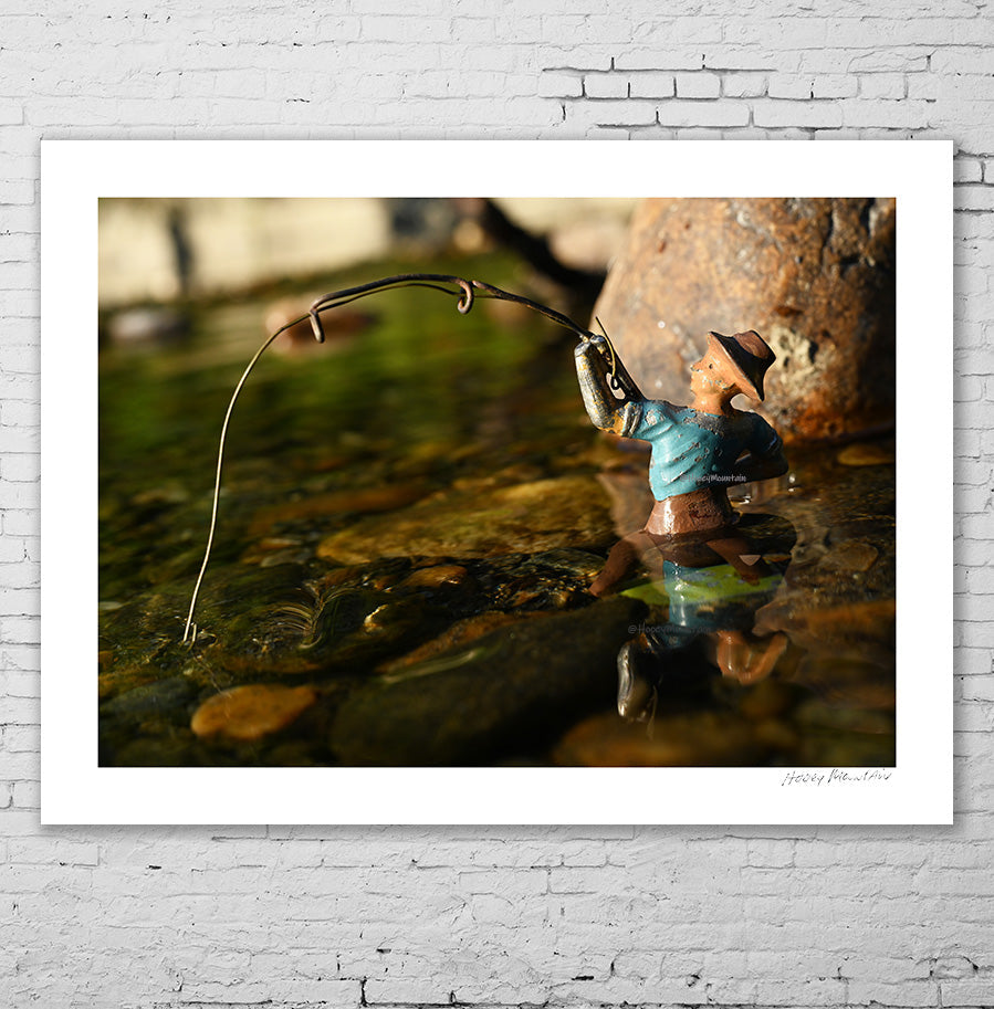 Toy fisherman with brown hat fine art photography by Hooey Mountain