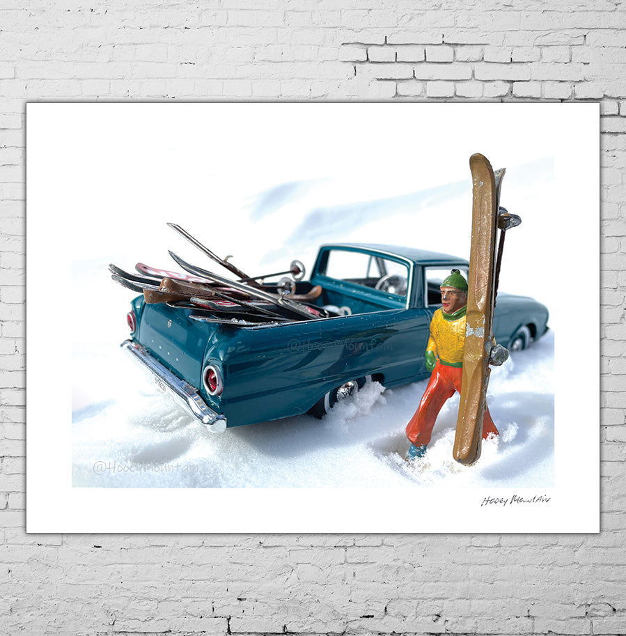Vintage Toy Skier by Truck by Hooey Mountain