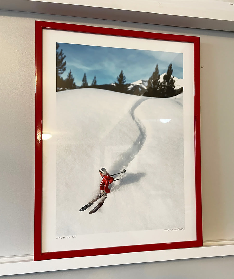 Vintage Toy Red SKier in Glossy Red Frame by Hooey Mountain