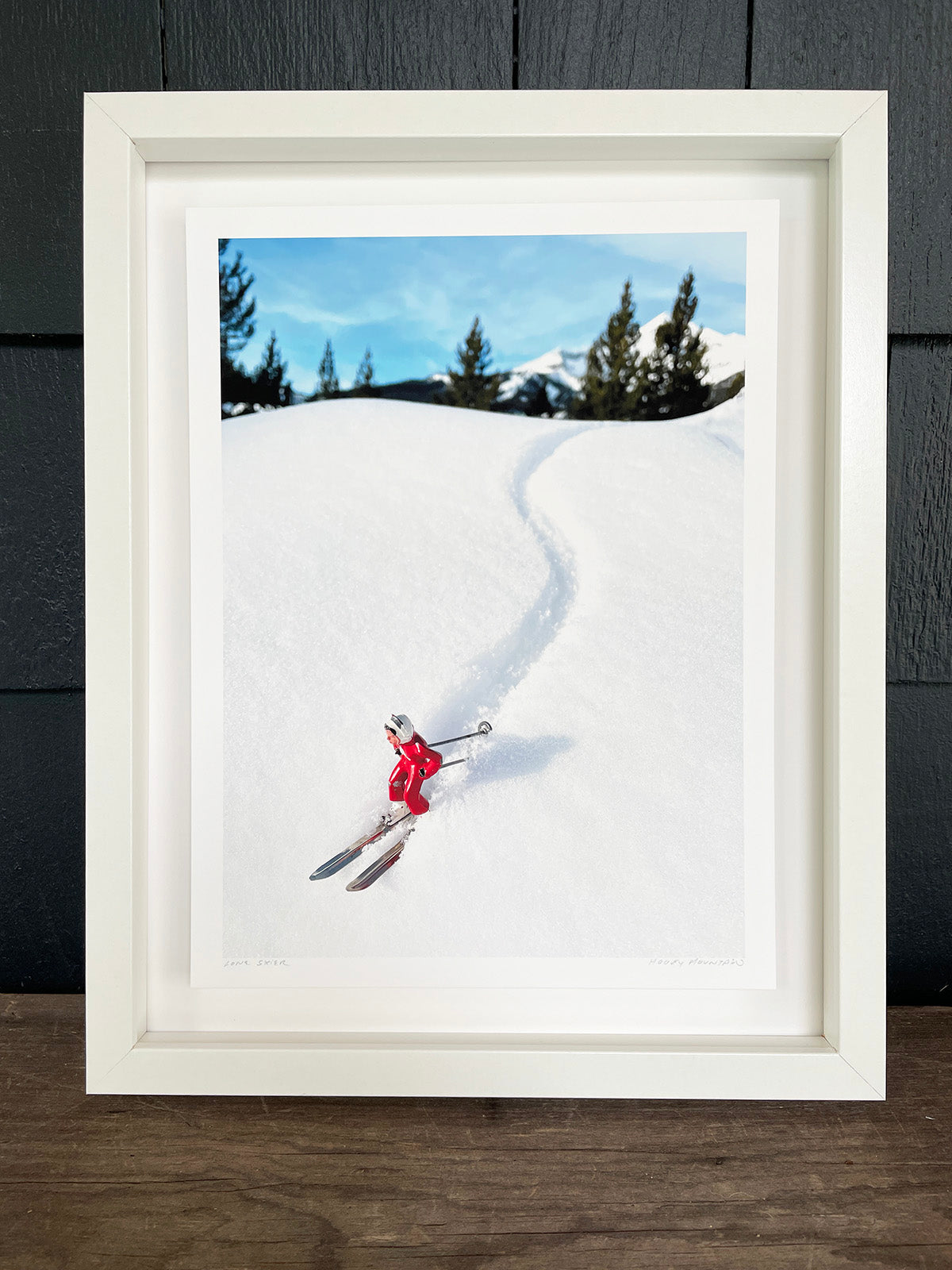 vintage toy skier in red by Hooey Mountain
