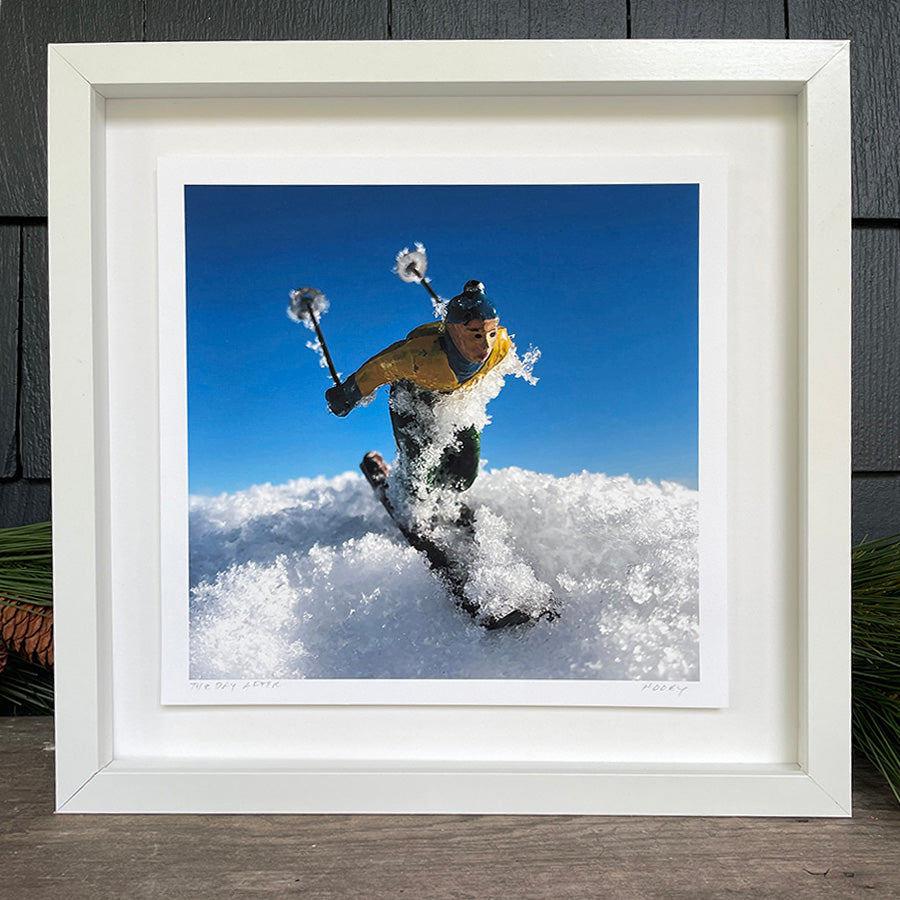 Floated image of Hooey Mountain toy skier in white frame