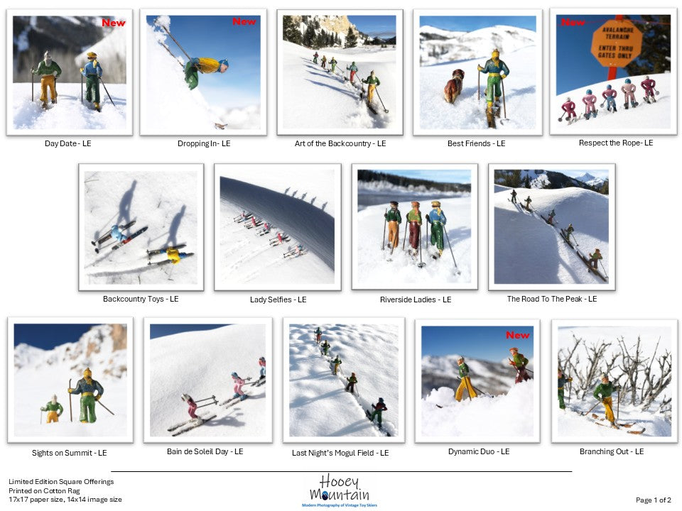17x17 prints of vintage toy skier by Hooey Mountain