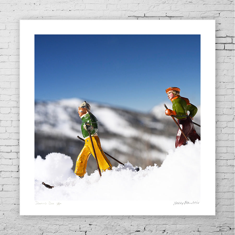 Two Toy Skiers fine art print by Hooey Mountain