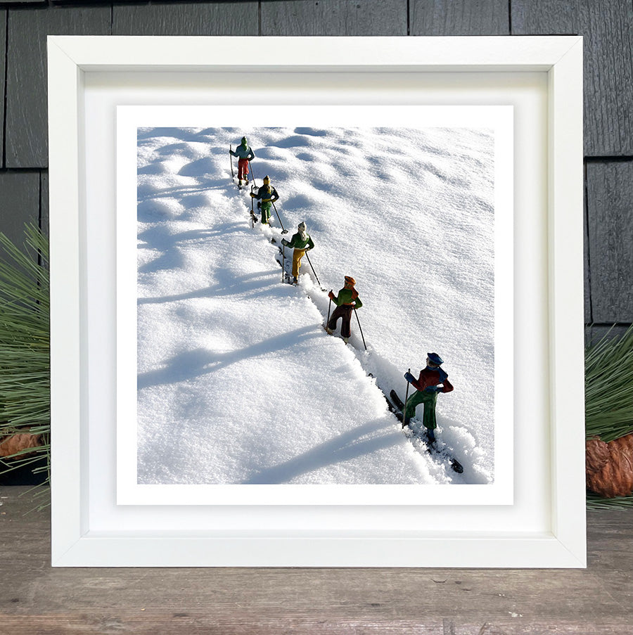 Antuqie toy skiers in moguls by Hooey Mountain