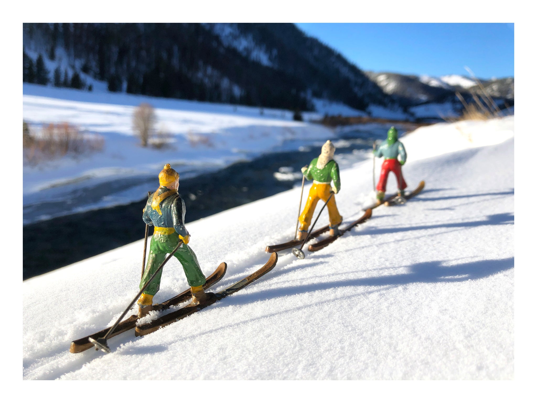 Toy skier photography by Hooey Mountain