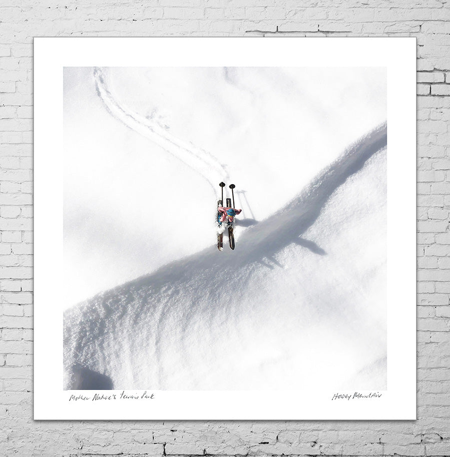 Pink vintage toy skiers photo gift by Hooey Mountain
