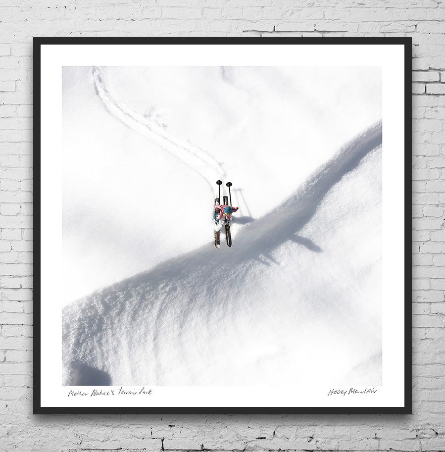 Pink vintage toy skiers photo gift by Hooey Mountain