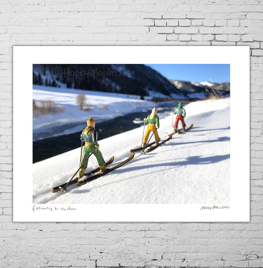 Vintage Toy SKiers by River photo gift by Hooey Mountain