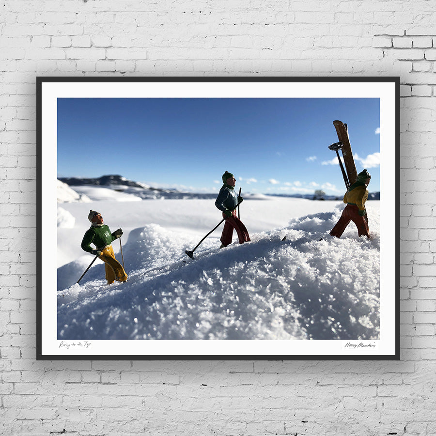 Photo of vintage toy backcountry skiers by Hooey Mountain